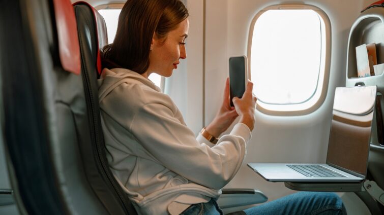 woman in plane