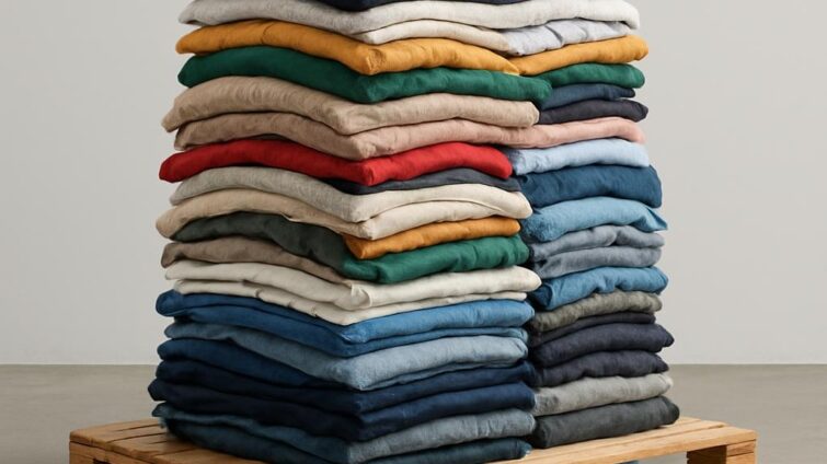 How many items are usually included in a pallet of clothes?